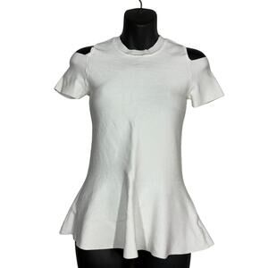Bebe Y2K Going Out Top Cold Shoulder Peplum Waist Bone - L